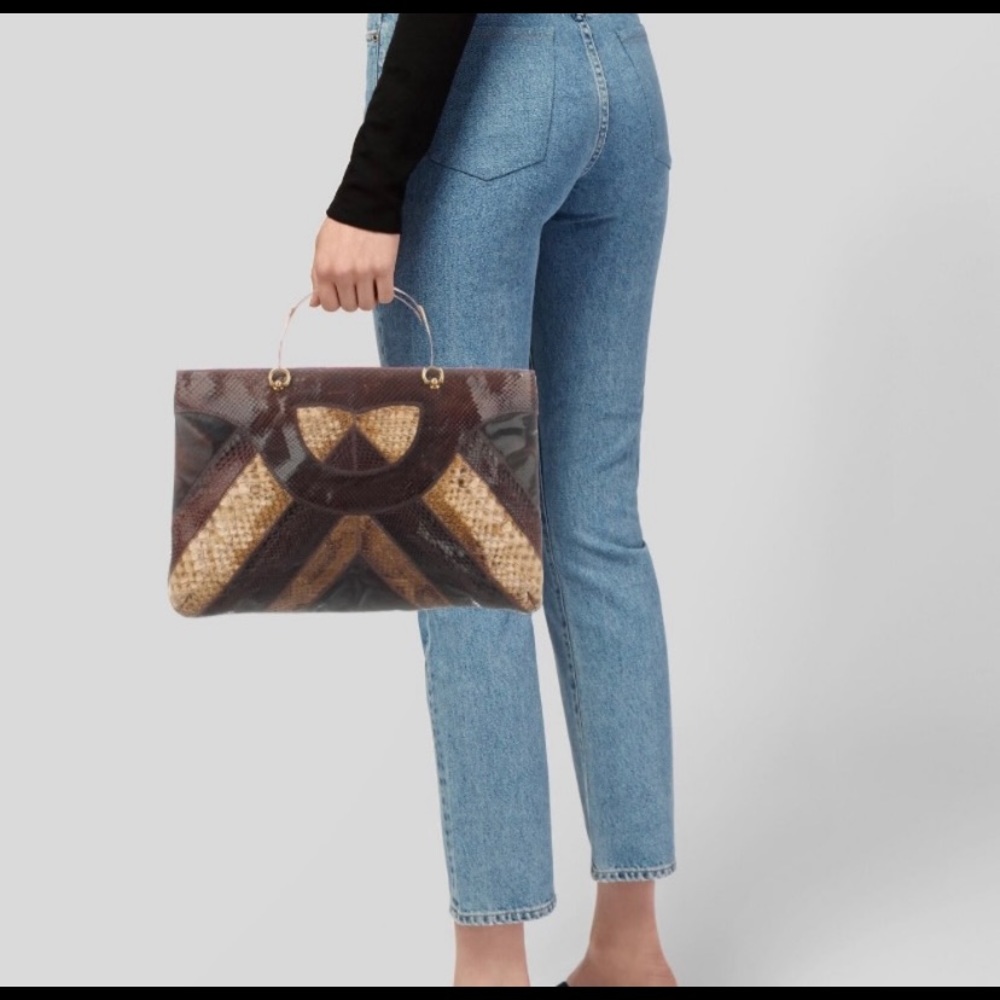 Vintage Varon Python Brass Handle Bag
